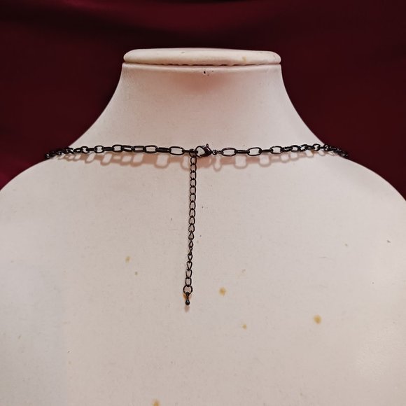 Handmade Black and Dark Silver Tassel Statement Fashion Medallion Necklace - Picture 4 of 8